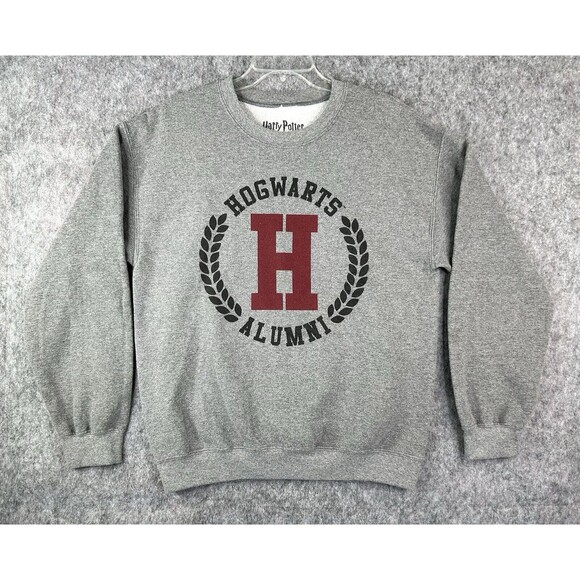 Harry Potter Hogwarts Alumni Crewneck Gray Sweatshirt Men's Medium - Picture 1 of 8